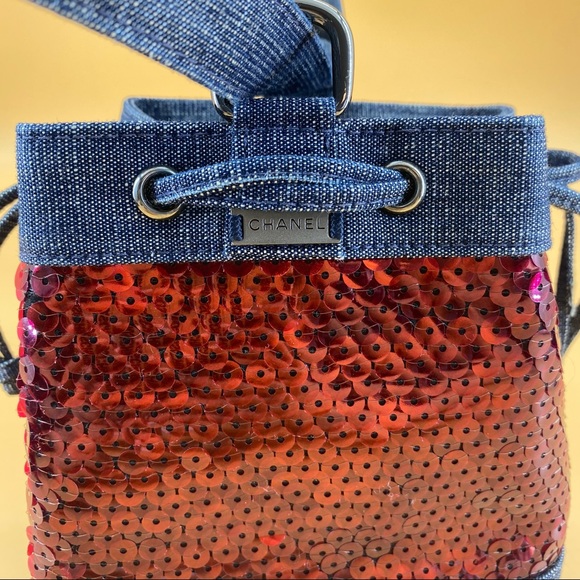 Chanel Denim Sequin Mini Bucket Bag - Picture 12 of 16